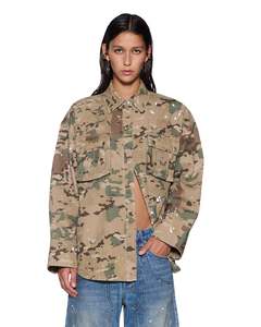 Ksubi Womens: Astra Cargo LS Shirt - Woodland Camo