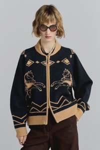 Carousel Knit Bomber - Navy