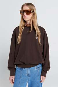 Runaway Girl Organic Cotton Crewneck Sweatshirt - Chocolate Brown