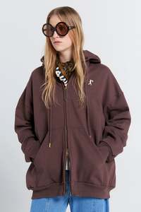 Runaway Girl Cropped Oversized Hoodie - Chocolate Brown