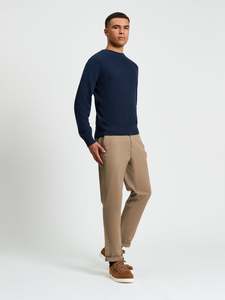 Textured Front Crewneck - Dark Navy
