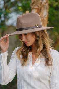 Tanner Wool Mid Western Hat - Dark Taupe
