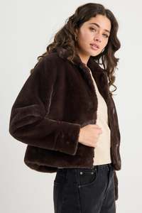Lodge Faux Fur Jacket - Chocolate