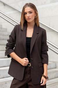 Flo Frankie: Diploma Two Button Blazer - Dark Chocolate