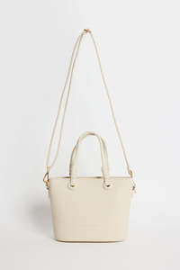 Flo Frankie: Siena PU Leather Small Knot Top Bag - Beige