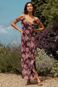 Belfast Bias Ruffle Maxi Dress - Blush Garden