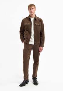 No Excess: Corduroy Zipper Overshirt - Taupe