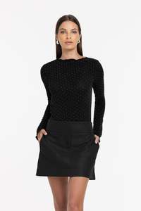 Blak: Gigi Top - Black With Silver Diamantes