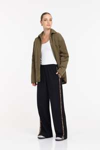 Diego Pant - Black With Leopard Trim