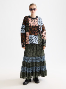 Scotch Soda: Jacquard Oversized Pullover - Leopard Patchwork
