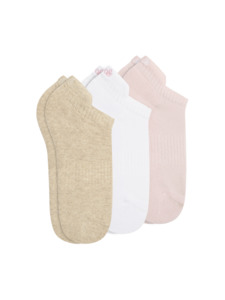 3 Pack Womens Low Cut Socks - Ivory
