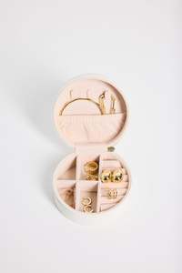 Jewellery Travel Case - Round White