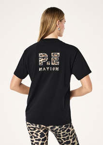 Womens Tee Shirts: Heads Up 2.0 Tee - Black/Leopard