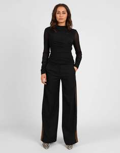 Pinstripe Side Tape Pant - Black