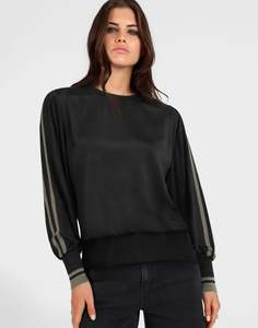 Storm: Contrast Rib Top - Black