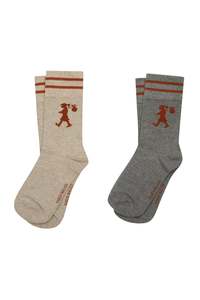 Runaway Girl Socks 2 Pack - Natural/Grey/Chestnut