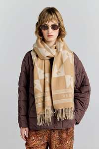 Monogram Jacquard Scarf - Cream/Tan