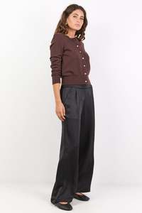 Grandeur Satin Elastic Back Wide Leg Pant - Black