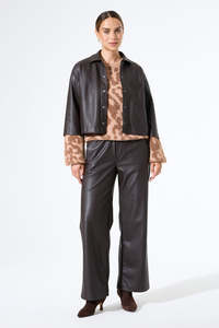 Faux Leather Pants - Night Brown