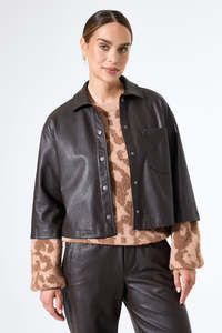 Garcia: Faux Leather Jacket - Night Brown