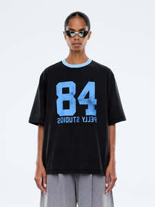 Womens Tee Shirts: Sophia Relaxed Tee - Vintage Black/Pelly Studios