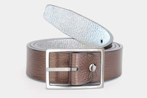 Accessories: Reversible Belt - Bronze/Silver