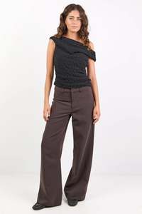 Fierce Low Rise Stretch Wide Leg Pant - Chocolate