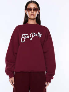 womens sweaters: Mila Oversized Sweater - Burgundy/Ena Pelly