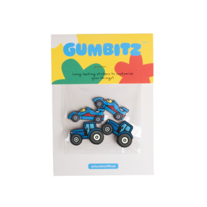 Gumbitz Sticker Set | Blue Race Cars and Blue Tractors