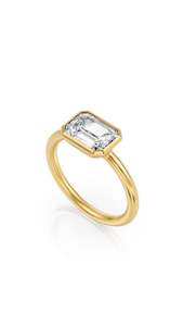 Bezel Set Emerald Diamond Engagement Ring