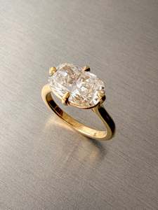 East-West Cushion Cut Diamond Ring