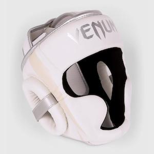 Head Gear: Venum Elite Headgear | White/Silver-Pink