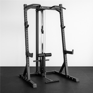 Power Squat Racks: Prodigy Commercial Half Rack with Lat Pulldown Attachment