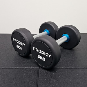Dumbbells: Prodigy Rubber-Coated Dumbbells - 2.5kg - 30kg