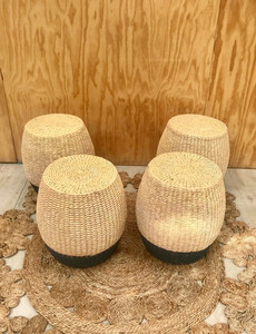 Rattan/Grey Woven Stools Gypsy & Co. EVENTS