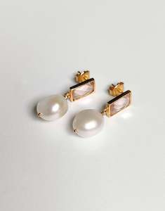 Earrings: Rain Pink Quartz & Pearl Drop Earrings
