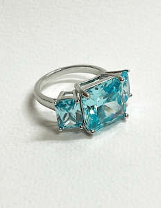 Ave Aqua Blue Topaz Ring In Sterling Silver