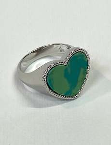Valencia Heart Ring In Silver Green Agate