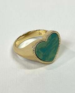 Rings: Valencia Heart Ring In Green Agate