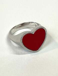 Valencia Heart Ring In Silver Red Agate