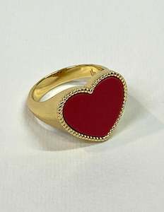 Valencia Heart Ring In gold Red Agate