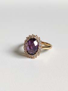 Chrysanthemum Gold Ring - Amethyst
