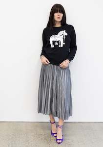 25th Birthday Sale: Dala Horse Black Sweatshirt (white)