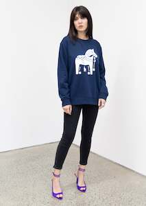 25th Birthday Sale: Dala Horse Navy Sweatshirt (white)