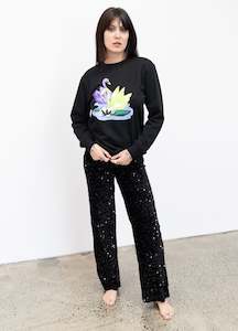 25th Birthday Sale: Swan Print Sweatshirt Black