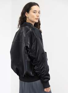 Noir Silk Bomber Jacket