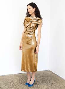 New Arrivals: Gold Lake Lamé Dress