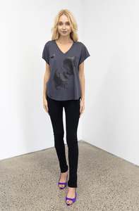 New Arrivals: Bat V-neck Tee In Charcoal