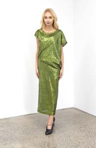 Mercury Dress In Cerise Green Sequin