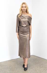Toni Rose Gold Lamé Dress (3/4)